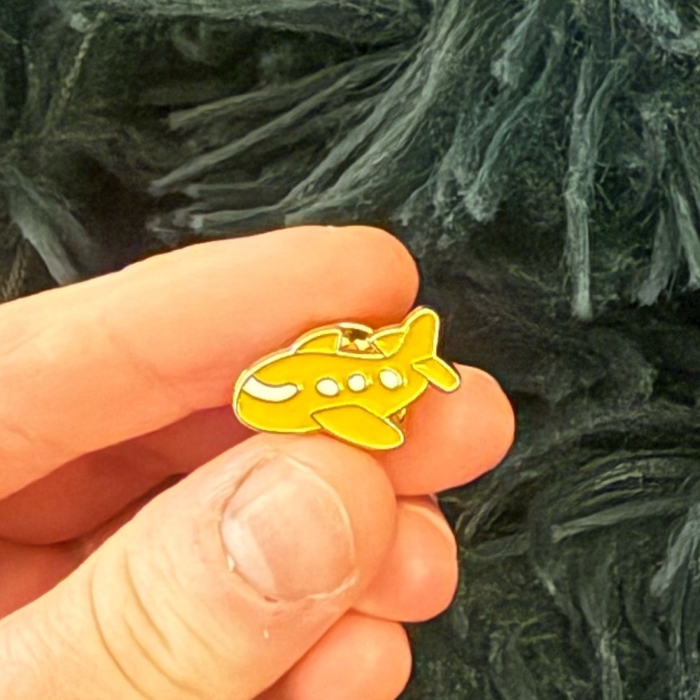 Women’s Accessories Cute Orange Airplane Enamel Pin-Orange and White Accents